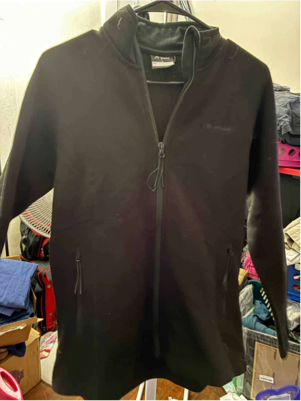 Women's Fit Space Black Zip-Up Hoodie Size S